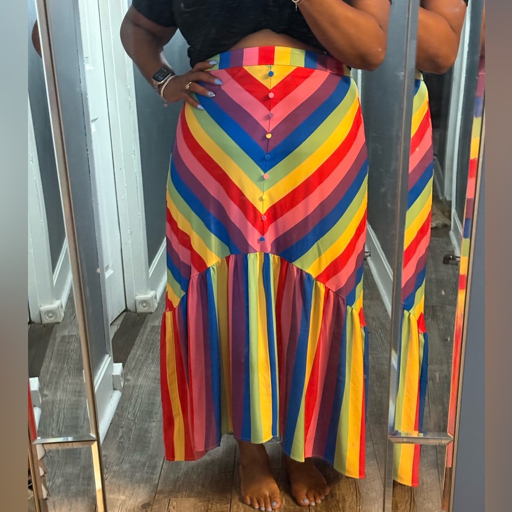 Eloquii Multicolor Striped Maxi Skirt